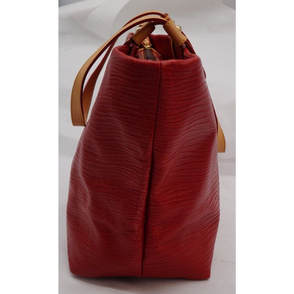 Dooney & Bourke Red & Saddle Brown Leather Grommet Shopper - Picture 5 of 14